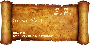 Sinka Pál névjegykártya